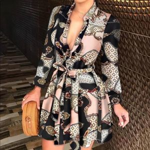 Colorful Front Tie Mini Dress
